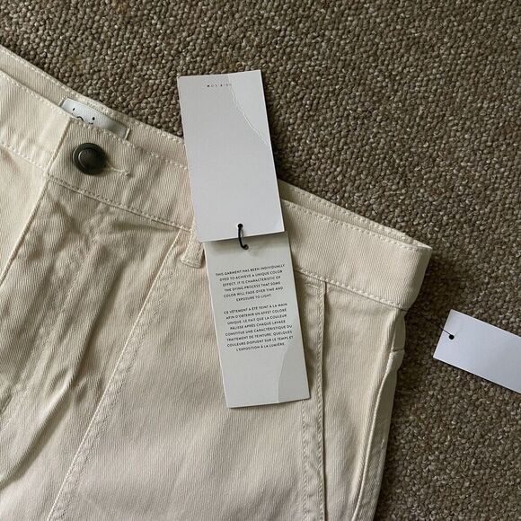Joie Womens Shorts Size 12 Hauser Ivory Frayed Hem Utility Denim Cut Off High - Picture 13 of 16